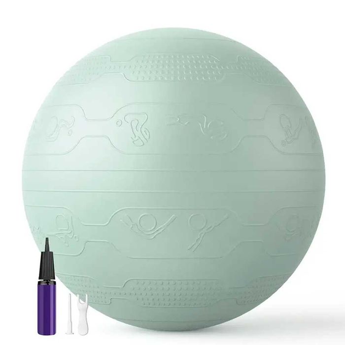 М’яч для фітнесу WCG Balance Pro 65 см Anti-Burst до 500 кг з насосом, фітбол для йоги, пілатесу та вагітних, світло-зелений