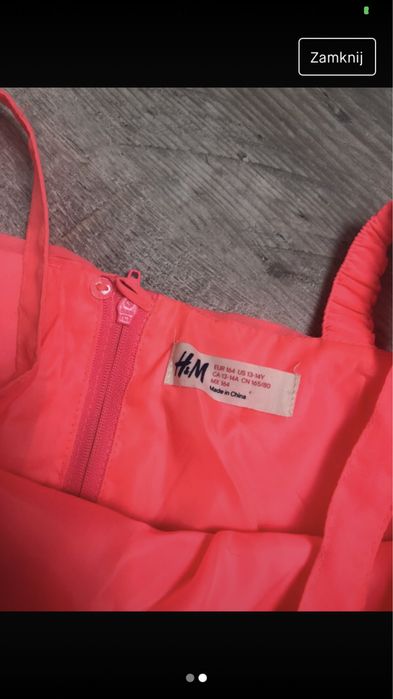 Super różowa neonowa sukienka H&M r. 164 XS