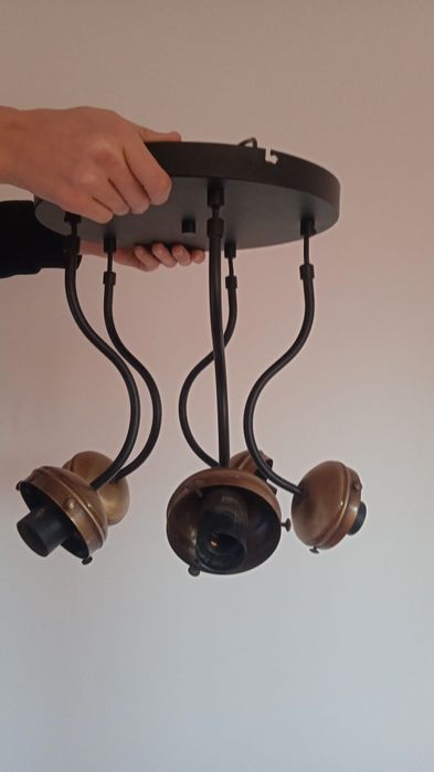 Lampa sufitowa loft 5 żarówek duża