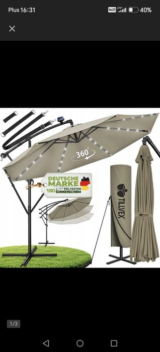 Parasol ogrodowa LED 350cm