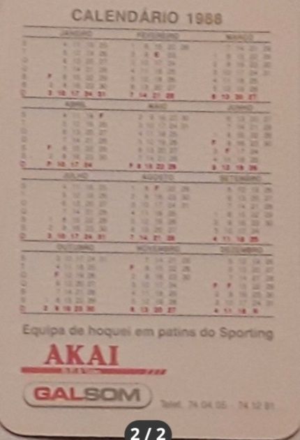 Calendário de bolso do Sporting Clube de Portugal