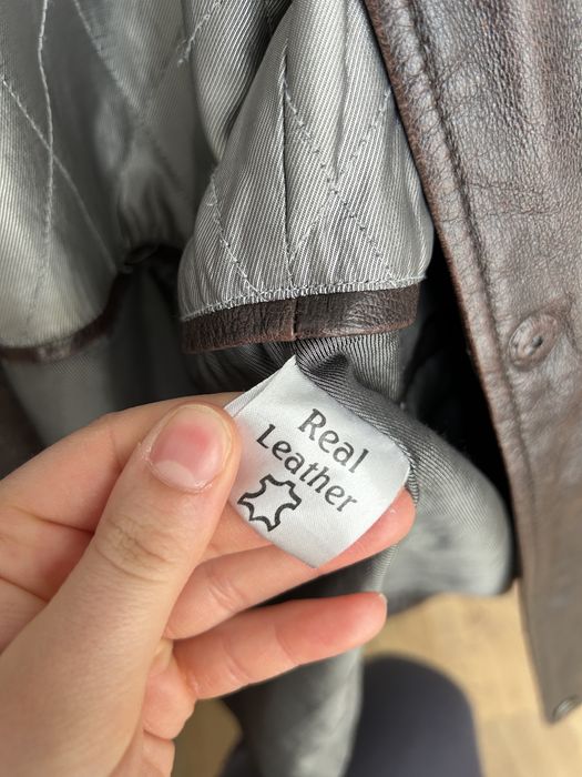 Czekoladowa skórzana kurtka z prawdziwej skóry oversize