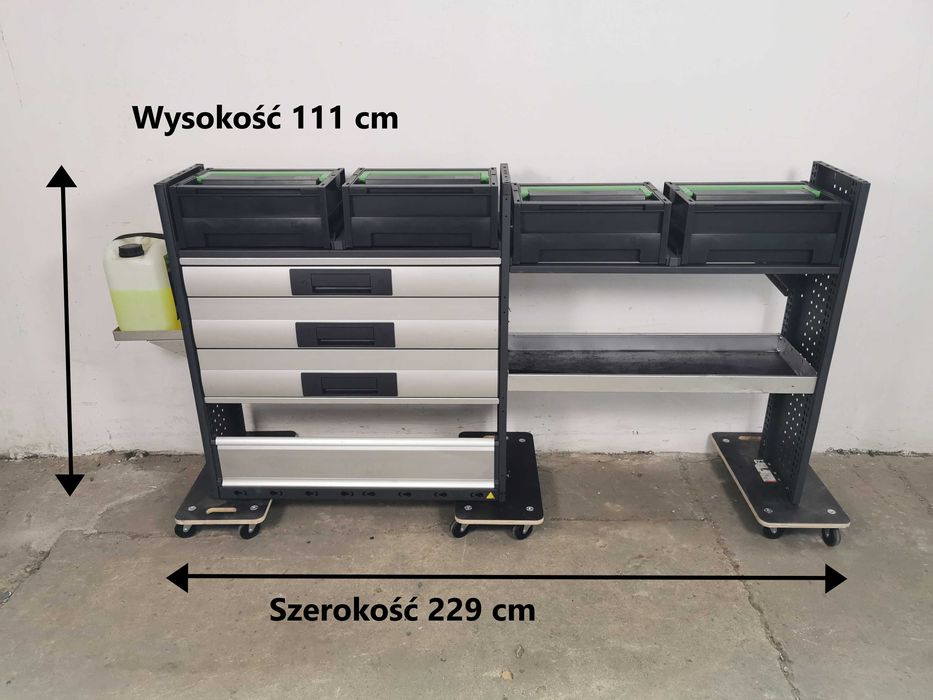 Regały szafki półki do busa zabudowa serwisowa warsztatowa ZESTAW BOTT