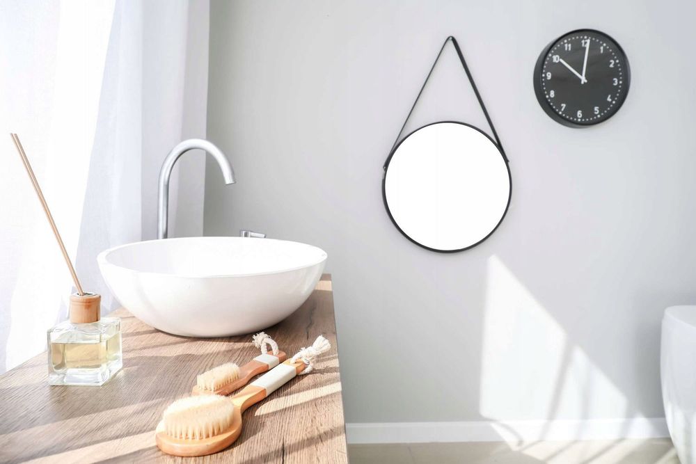 LUSTRO wiszące 50cm czarne loft skórzany pasek