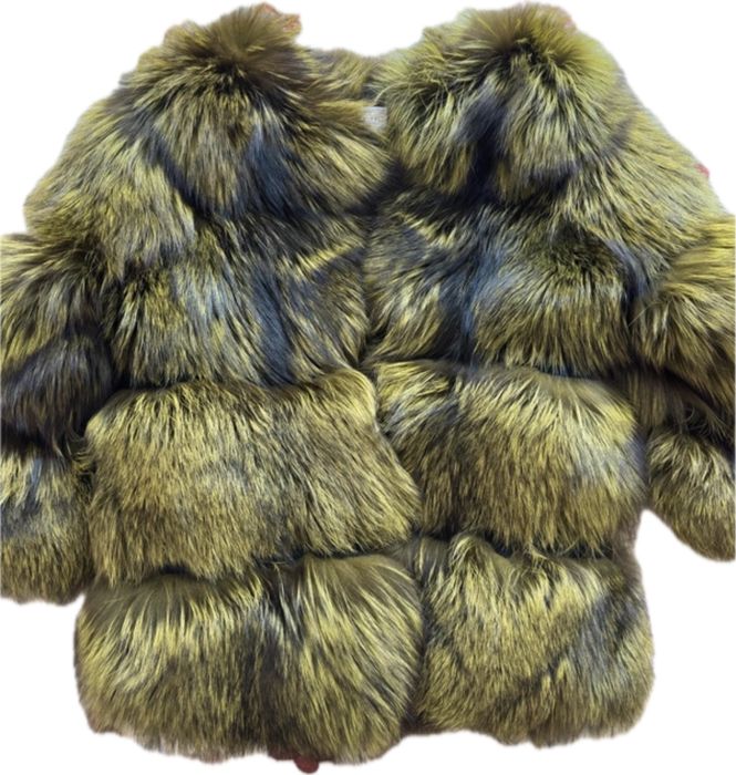 Piękne futro z lisów lisa zielono-czarne Twenty Fall r.XS/S 34/36