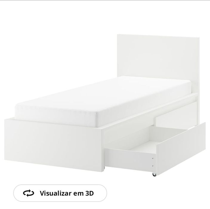 Cama solteiro com 2 gavetões IKEA e colchão