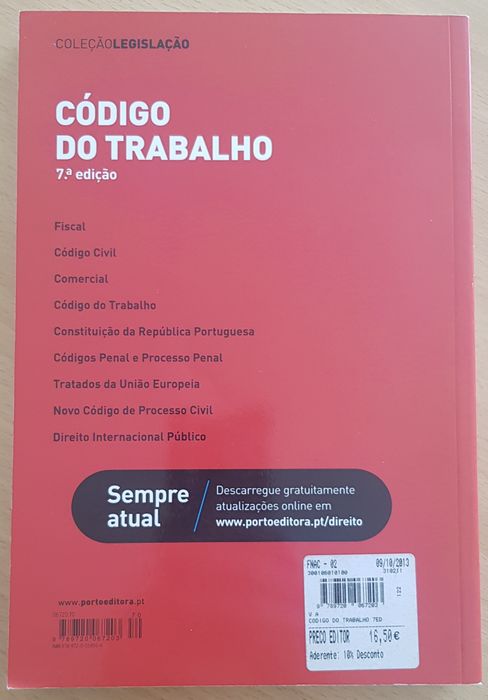 Vendo Código do Trabalho 7. Edição