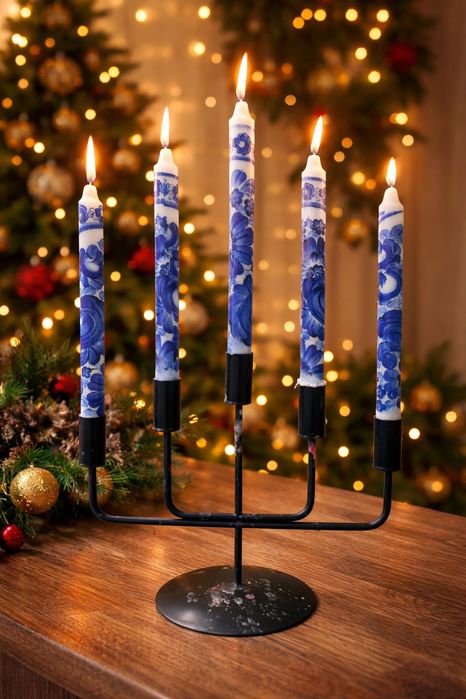 Świece ozdobne w kolorze porcelany