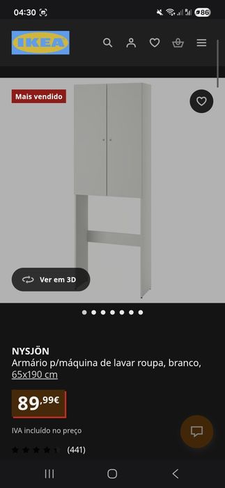 Armário para Máquina de Lavar Roupa (IKEA NYSJÖN)