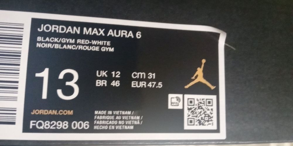 47 р.  Кросівки Jordan Max Aura 6 устілка 31 см