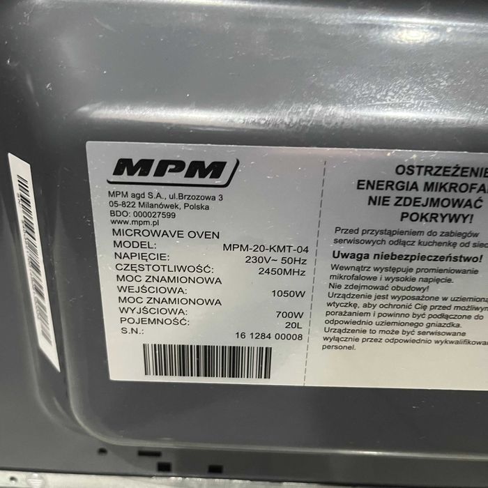 Mikrofalówka MPM 20KMT-04
