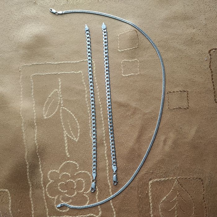 Srebro męskie . 2 x bransoletka, łańcuszek 925