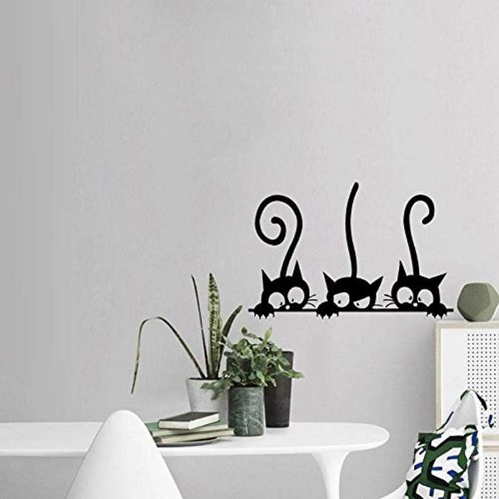 Três gatos engraçados animal adesivo bricolage autocolantes para a casa