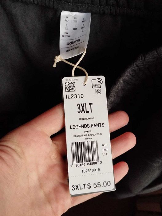 Adidas Оригинал XXXL Новые Спортивные Штаны США Черные Коттон