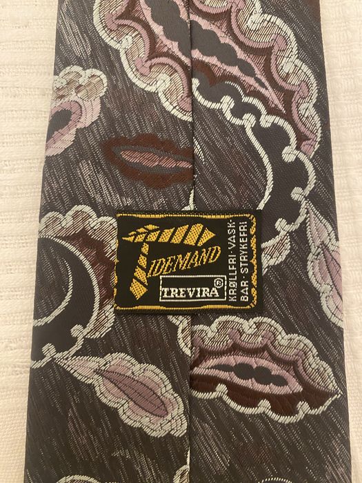 Szaro bordowy retro krawat vintage