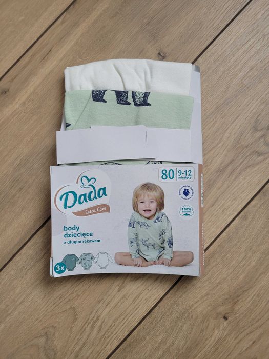 3pak (nowy) body 80 9-12 długi rękaw unisex niemowlęce
