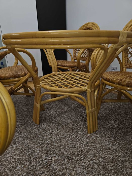 Stół + krzesła rattan