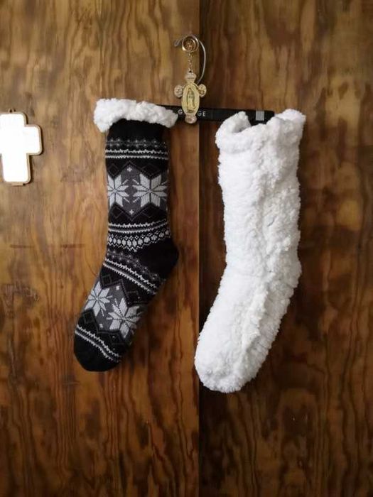 Мужские термо-носки тапочки зимние со снежинками пушистые и теплые