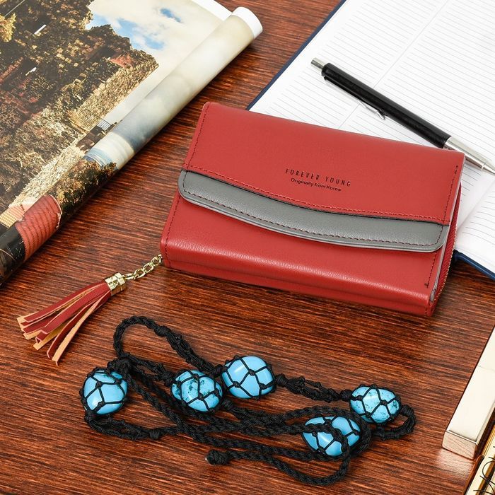 Czerwony portfel damski eko forever young modny duży E30