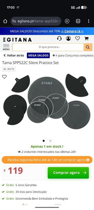 Tama Silent Practice Set completo -SPP522C