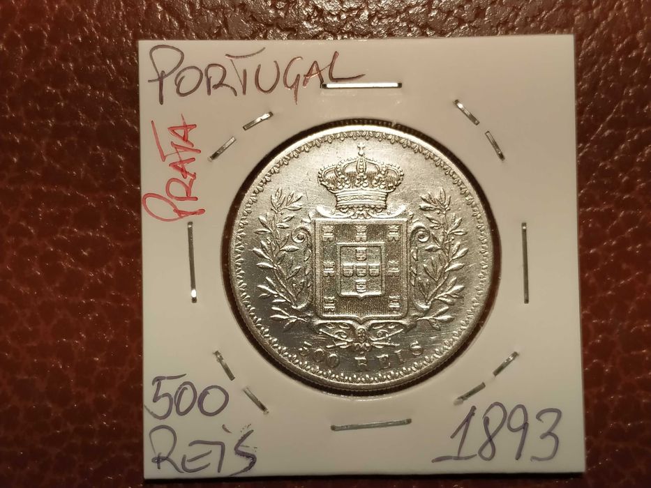 B48 moeda em prata de 500 reis de 1893 (D. Carlos I) - Portugal