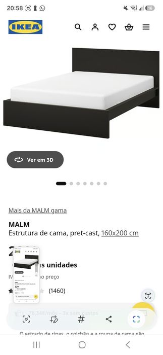 Cama Ikea Malm 160x200 com 4 gavetas