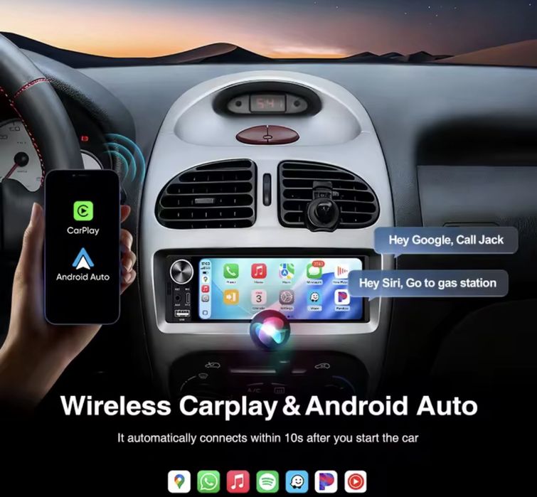 Radio 1 din universal Carplay e Android Auto