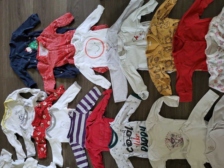 46szt paka ubrań rozmiar 62 dziewczynki unisex długie krótkie rękawy