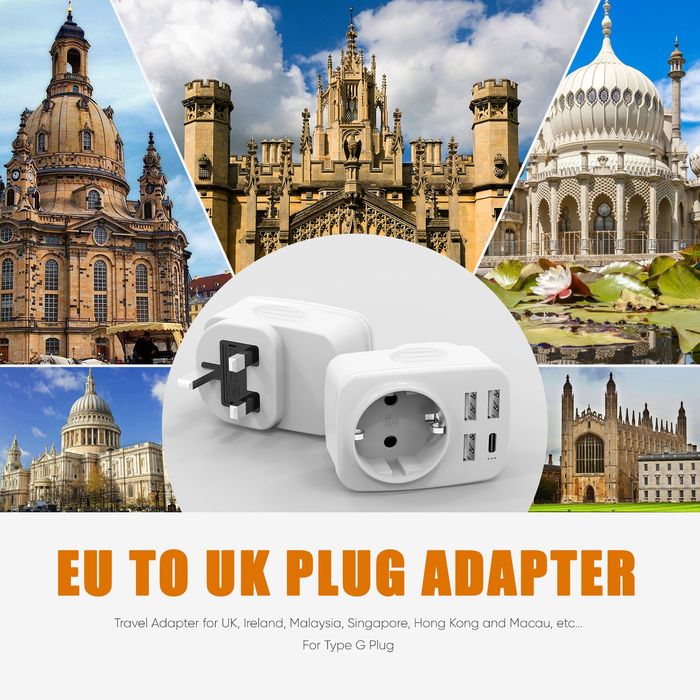5-w-1 Adapter Podróżny UK, Irlandia, Dubaj, Malezja, i inne