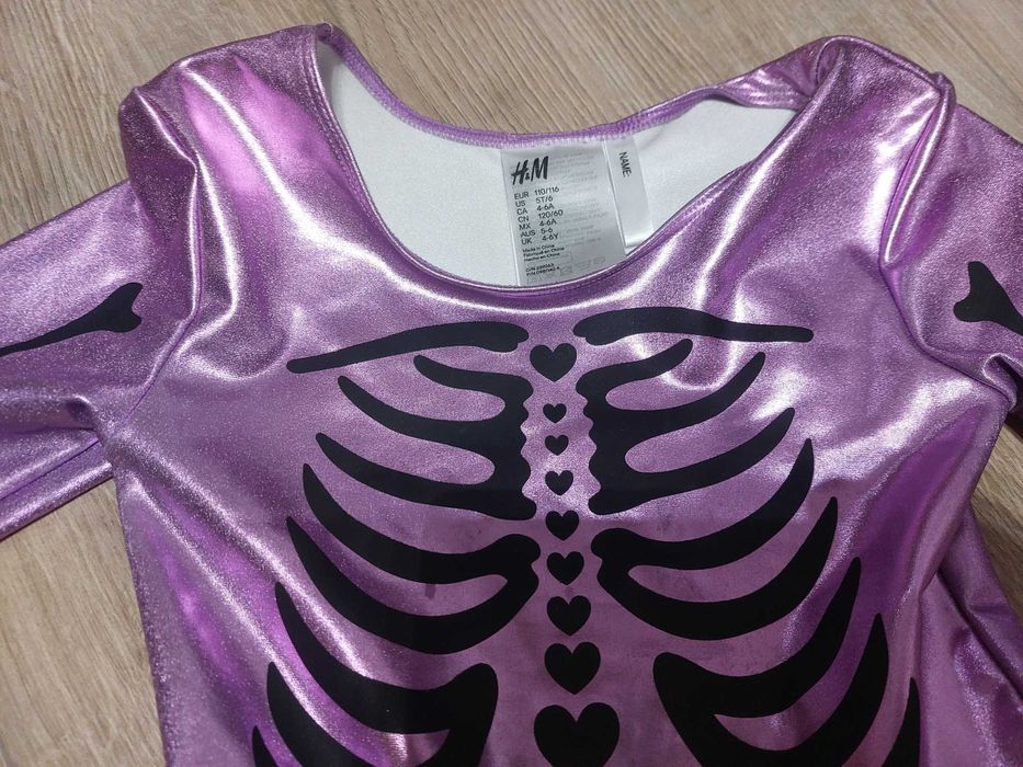 Przebranie na bal Halloween - sukienka kościotrup H&M  110/116cm