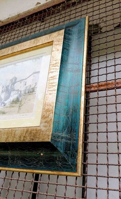 Quadro com gravura emoldurada do Convento da Pena em Sintra Portugal
