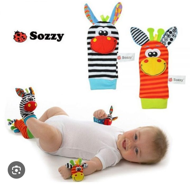 Розвивальні шкарпетки та браслетики для малюка 4 шт. Sozzy
