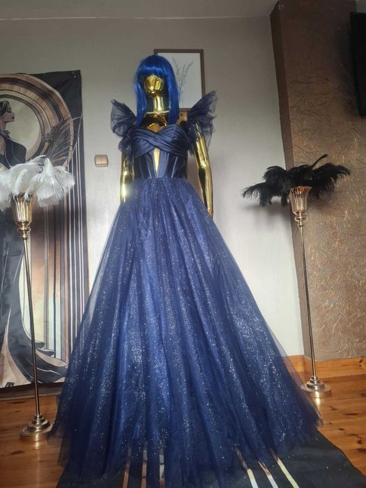 Suknia balowa na studniówkę. Ortis granatowa R34. Polski producent!