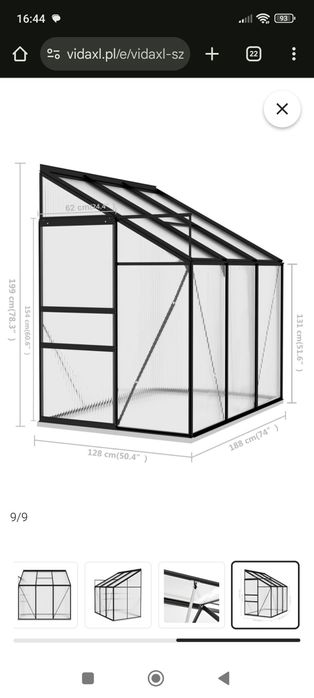 vidaXL Szklarnia przystawna. antracytowa, aluminium, 3,97 m³