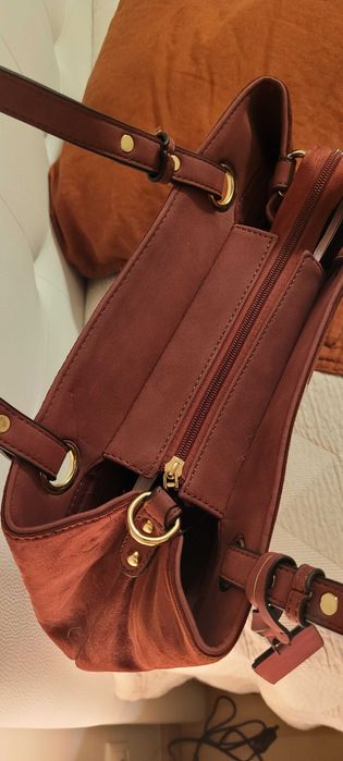 Mala de Senhora Nova Bordeaux e Riscas (Beje, Cinza e Amarelo Torrado)