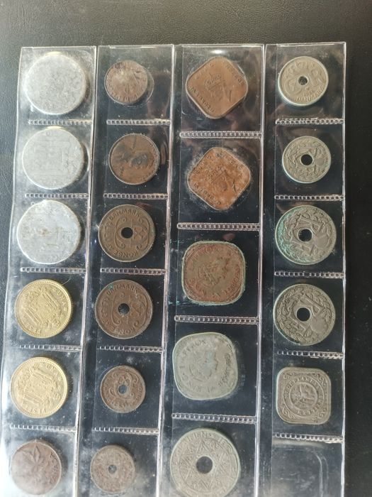 Moedas antigas - Holanda, Índia, Marrocos, estado unidos, Malásia