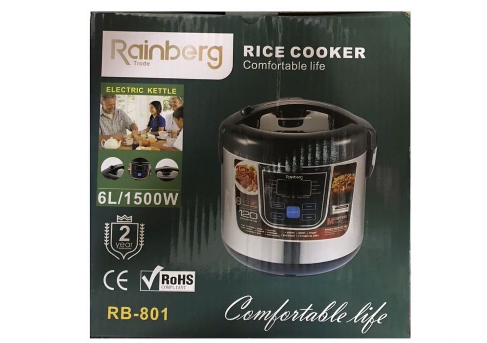 Новая Мультиварка 6л Rainberg Rb-801 / 12 программ / Пароварка 1500 вт