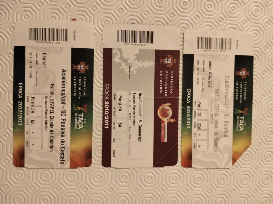 Bilhetes futebol antigos