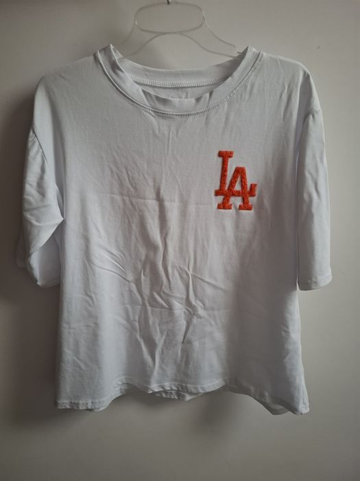 T-shirt koszulka damska biała z napisem LA Los Angeles Made In Italy U