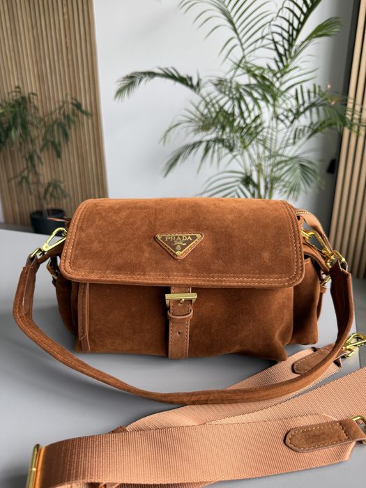 Torebka Prada shoulder brown suede