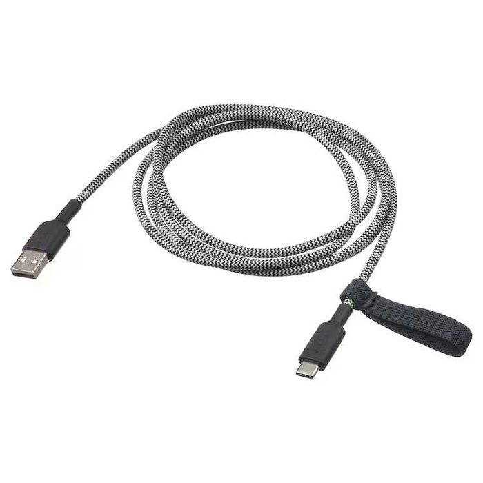 Kabel USB-A na USB-C IKEA LILLHULT, czarny/biały, 1.5 m