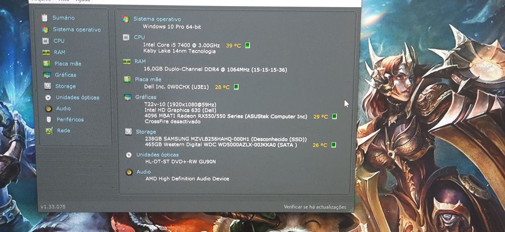 Torre Dell Low Gaming 7ªG| i5 ou i7 | 16G/32G DDR4 | NVMe256 + HDD500 | RX550-4G | WiFi | W11