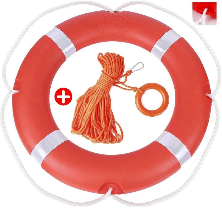 Koło ratunkowe 72cm + Lina Pływająca 30m Zestaw Ratunkowy do łodzi