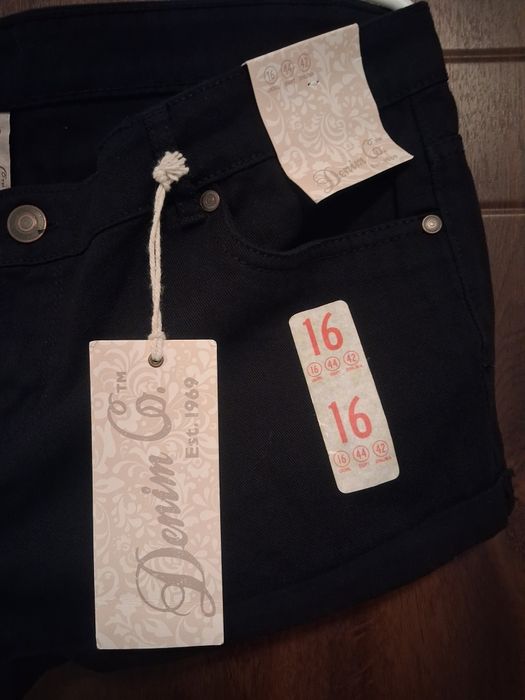 Jeansowe czarne spodenki szorty Denim Co 16/44 (44/46)