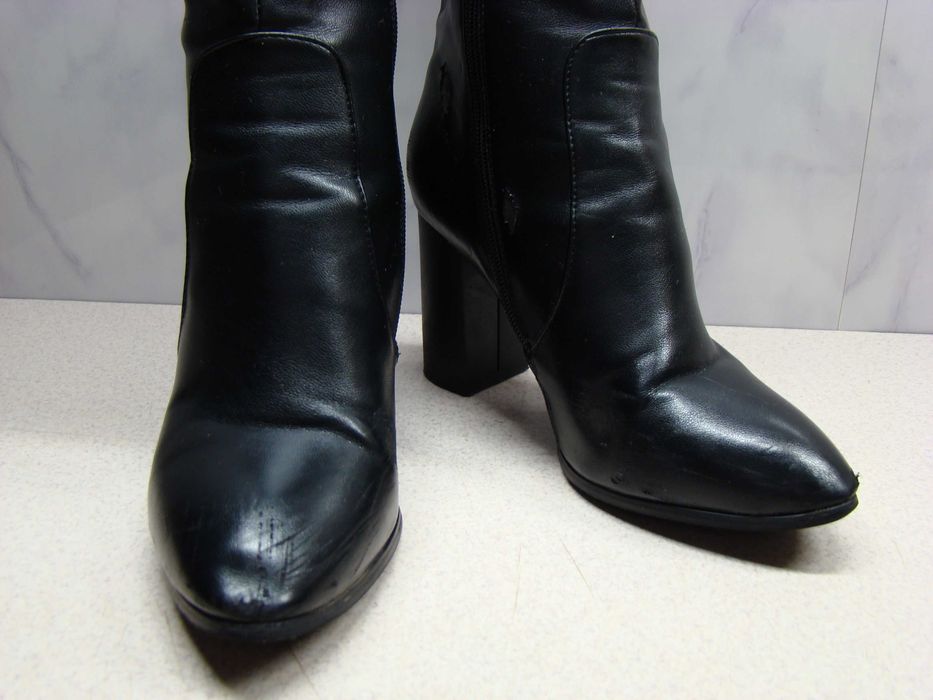 Bawoczka czarne ocieplane kozaki R. 36 damskie do kolana na obcasie