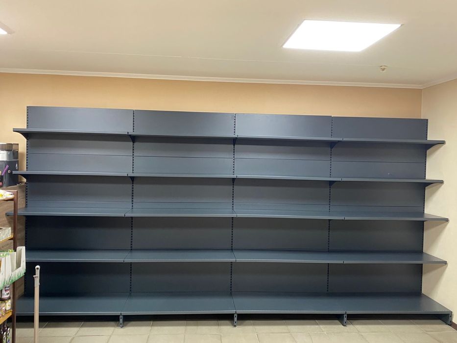 Стелаж торговий пристінний металевий (Графіт) 1930х4000 мм на 5 полиць