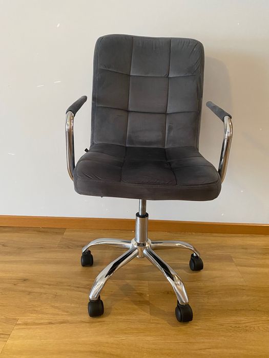 Krzesło obrotowe welurowe szare