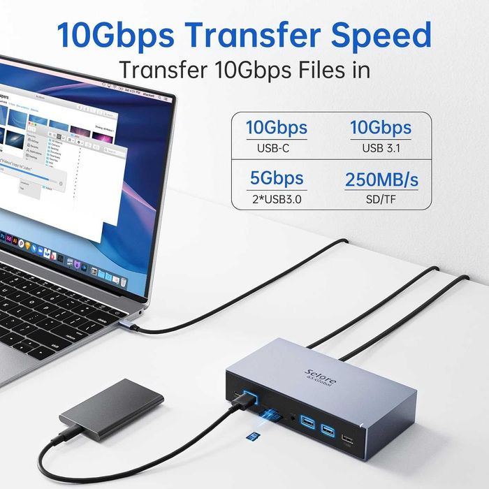 Док-станція LIONWEI USB C  4K HDMI, DP, VGA 100 Вт PD, 3 USB C/A 2.0