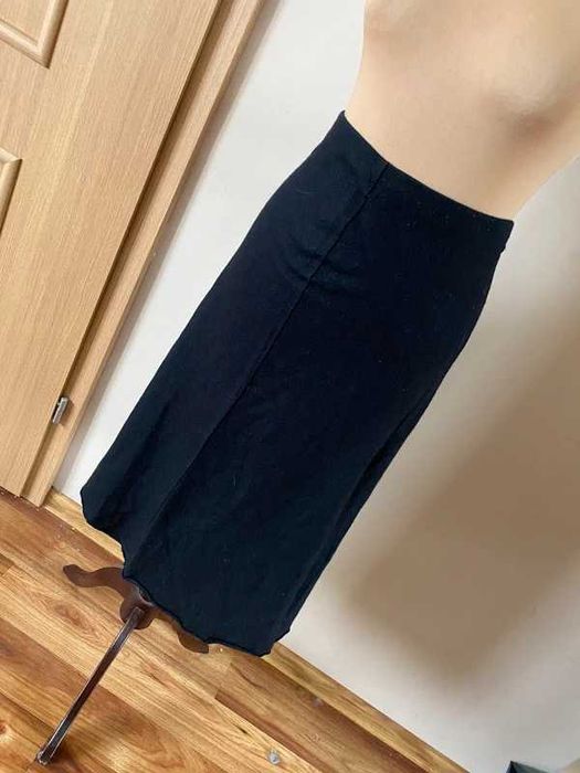 Marc cain s m 36 38 spodnica z rozcieciami midi material welna angora