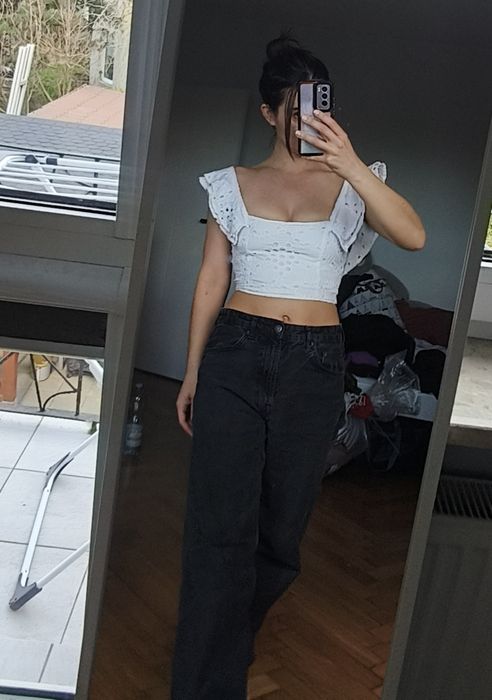 Biała bluzka na lato top bawełna XS S